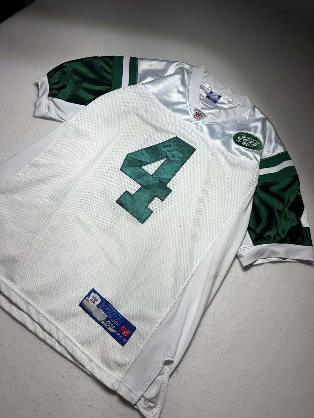 Reebok NFL Equipment New York Jets Brett Favre #4 White Authentic Jersey Size 48